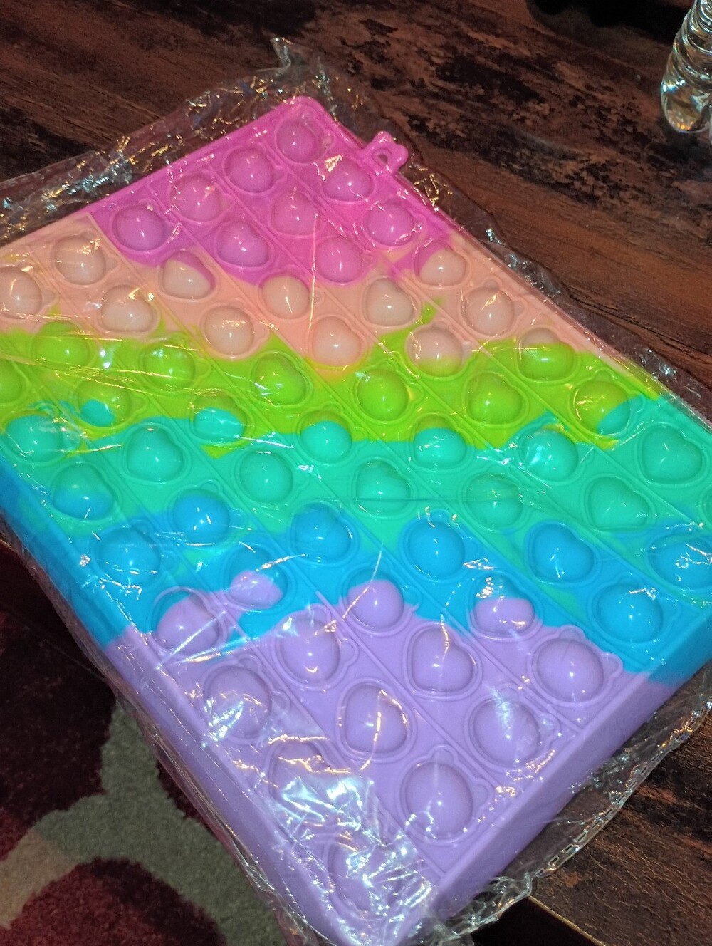 NEW Rainbow Heart Pop Fidget Silicone Tablet Case